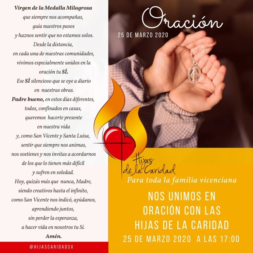 NOS UNIMOS EN ORACIÓN CON LAS HIJAS DE LA CARIDAD Colegio Sagrado Corazón