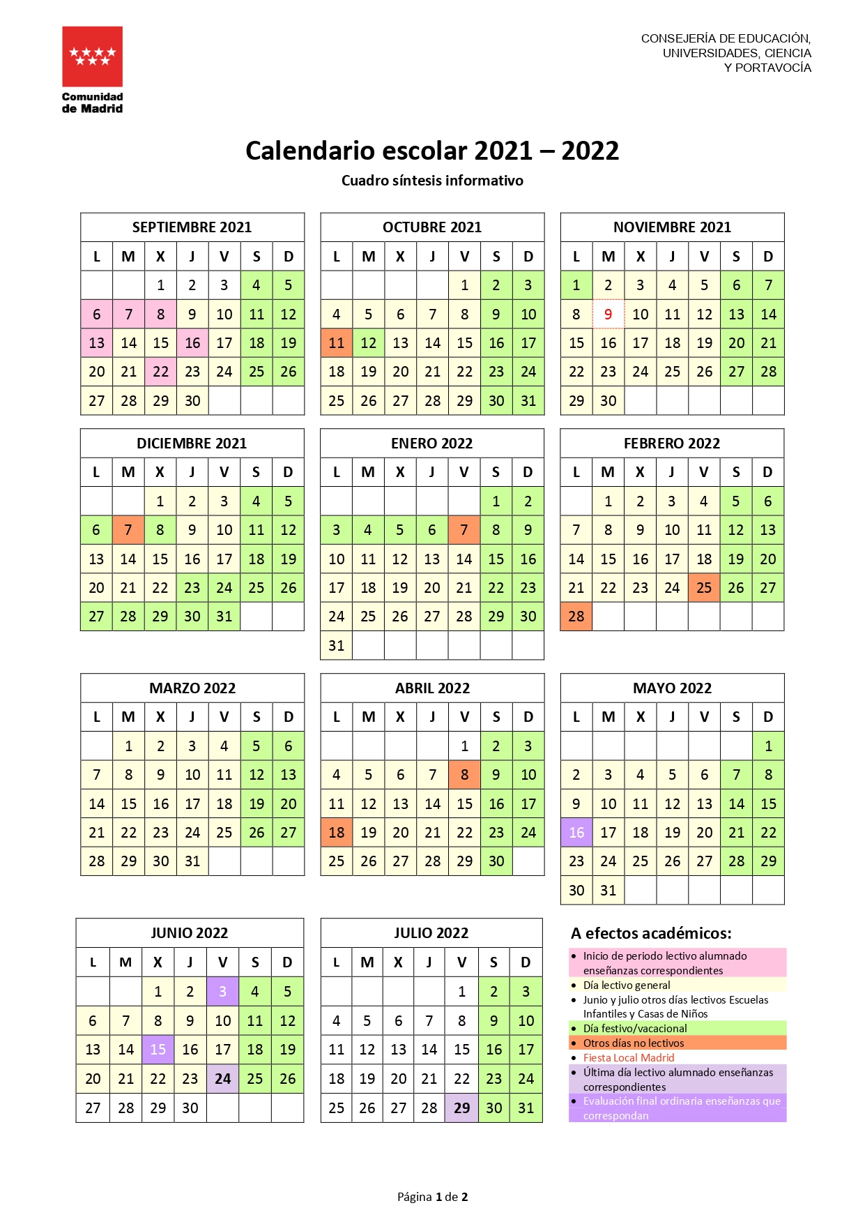 Calendario Escolar 2021 A 2022 Mesa Negociacion Calendario Escolar ...